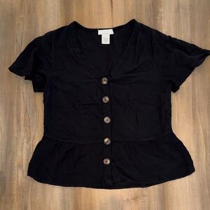 URBAN Romantics Black Button-Down Top